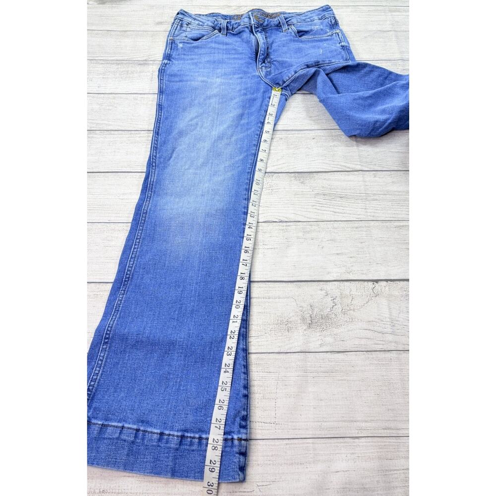 Wrangler Women's Retro High Rise Trouser Flare Jeans Blue Stretch Size 31x32 - Picture 4 of 12